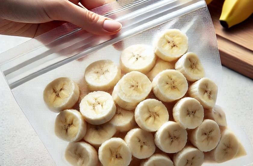 Cut from bananas that are in a vacuum bag