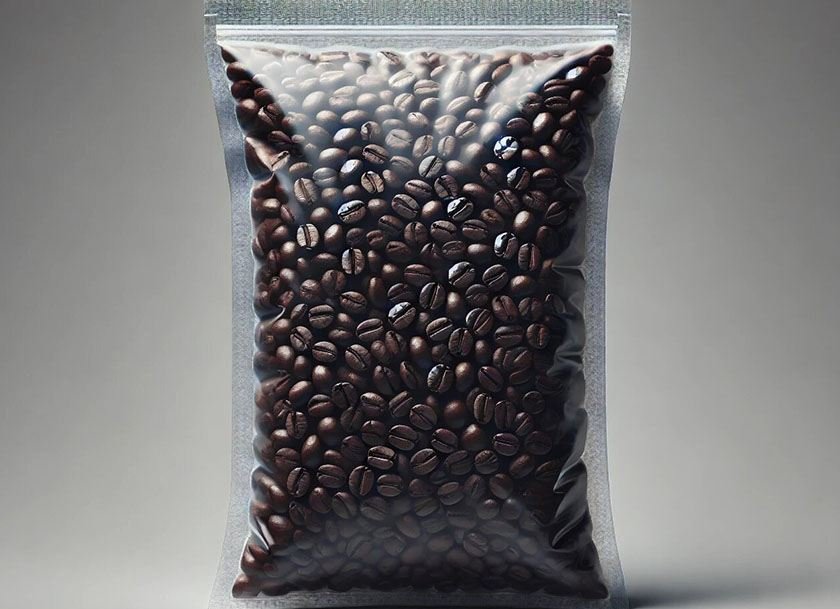 Photo of coffee beans that have been vacuumed