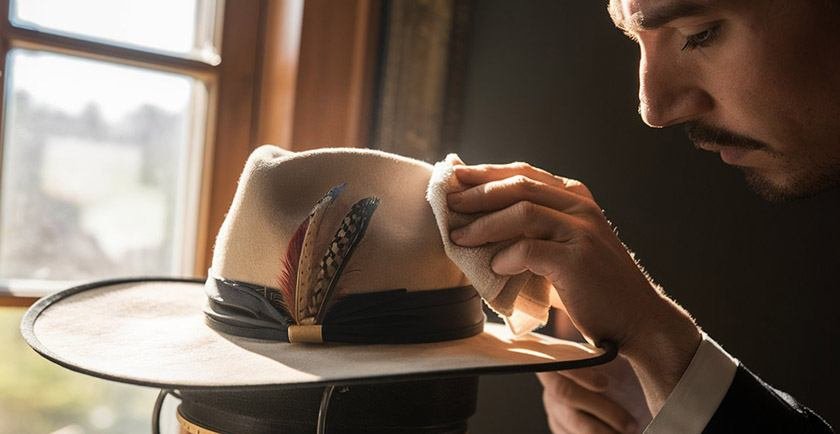 A man performs the best way to wash hats