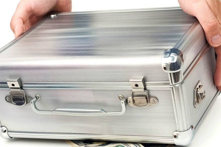 Silver briefcase close-up