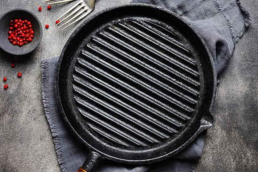 A cast iron skillet