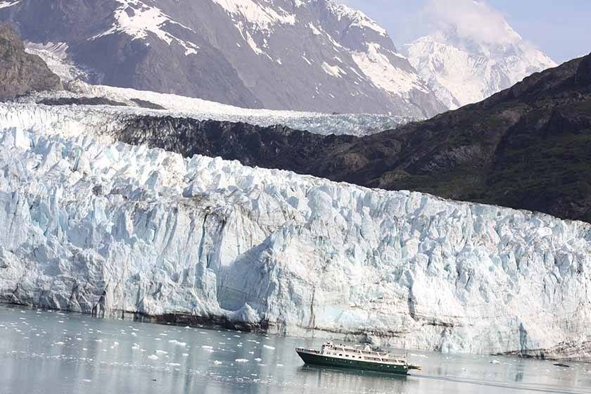 Denali national park and a ship in the water