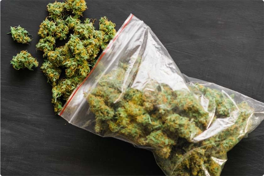 Space bag with weed